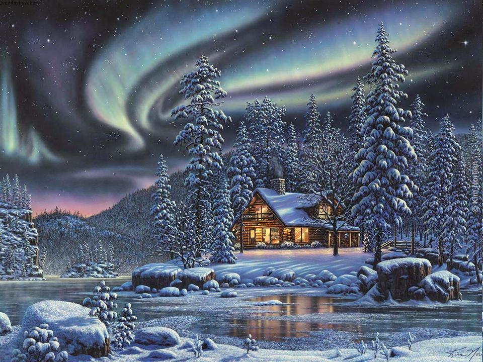 Картинка зима. Снег, ночь, ели, ёлки, месяц. | Природа, Зима, Картинки