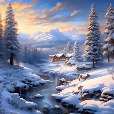 Красивые зимние пейзажи природы - 68 фото