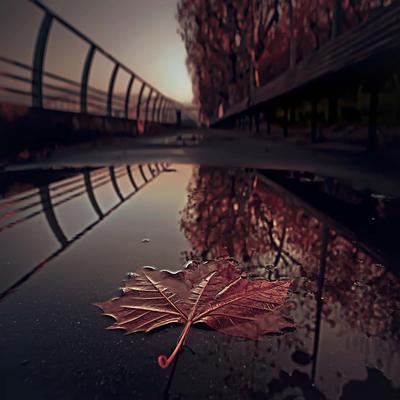 Осень, дождь, лист дуба, реалистичное…» — создано в Шедевруме