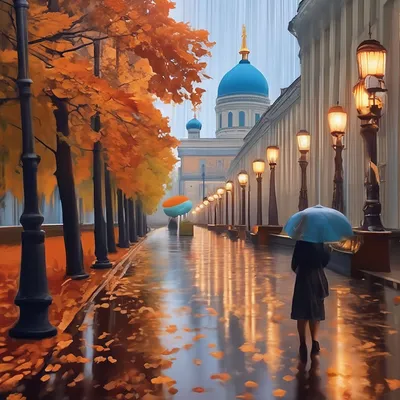 Осенний дождь» картина Похомова Василия маслом на холсте — купить на  ArtNow.ru