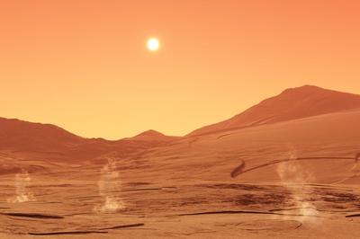 Рассвет на Марсе. , реалистично, …» — создано в Шедевруме