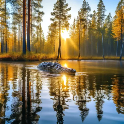 Очень красивый рассвет у озера в …» — создано в Шедевруме
