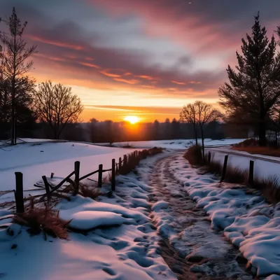 Фотообои Рассвет зимой в горах купить на стену • Эко Обои