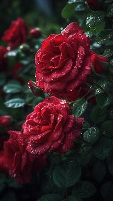 Красные розы под дождем | Премиум Фото
