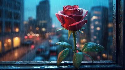 Красная роза под дождем | Премиум Фото