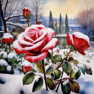 Розы необычно зимой зимой растут …» — создано в Шедевруме
