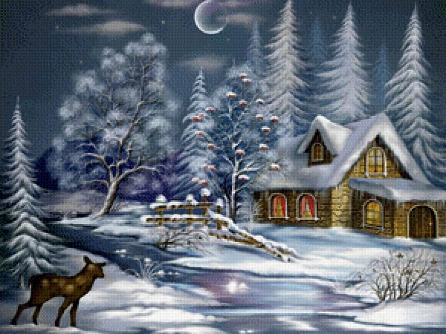 Картина «Зима сказочная» Холст, Масло 2021 г.