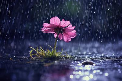 Картина на холсте \"Роза под дождем\"