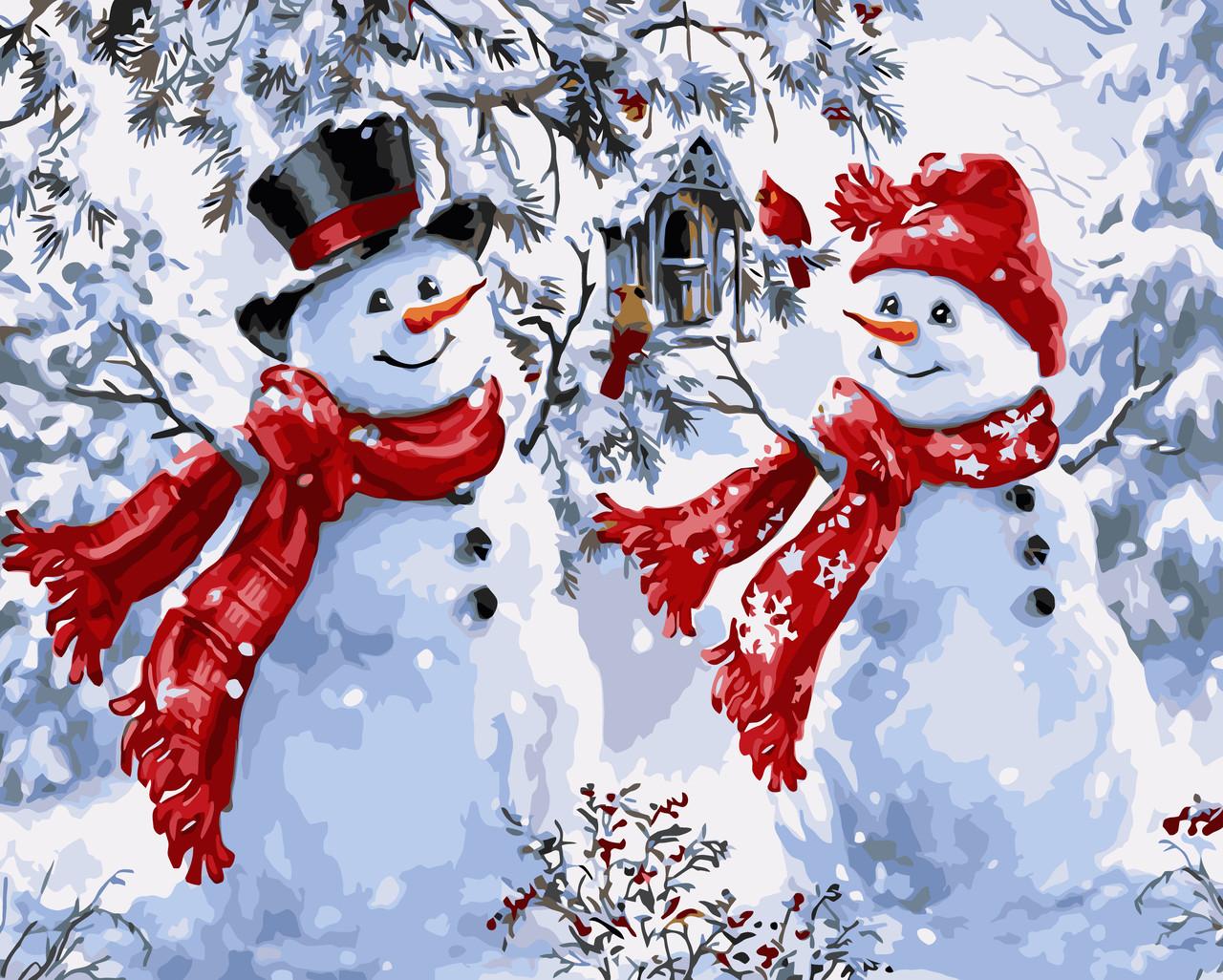 Веселые Снеговики. Зима 40*50 См Картина по Номерам Оригами LW3070 — Купить  на BIGL.UA ᐉ Удобная Доставка (1960337813)