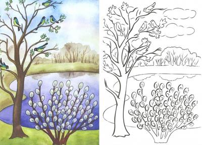 Рисунки весны для срисовки (64 фото)