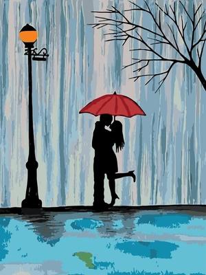Картина \"Счастливый дождь\" Влюбленные под зонтом. Двое купить в  интернет-магазине Ярмарка Мастеров по цене 3500 ₽ – OZV2YRU | Картины,  Самара - доставка по России