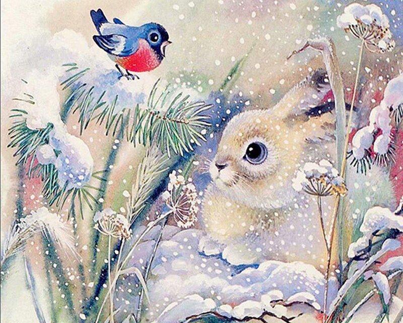 Снежные зайцы. Всех с первым днём зимы | Пикабу
