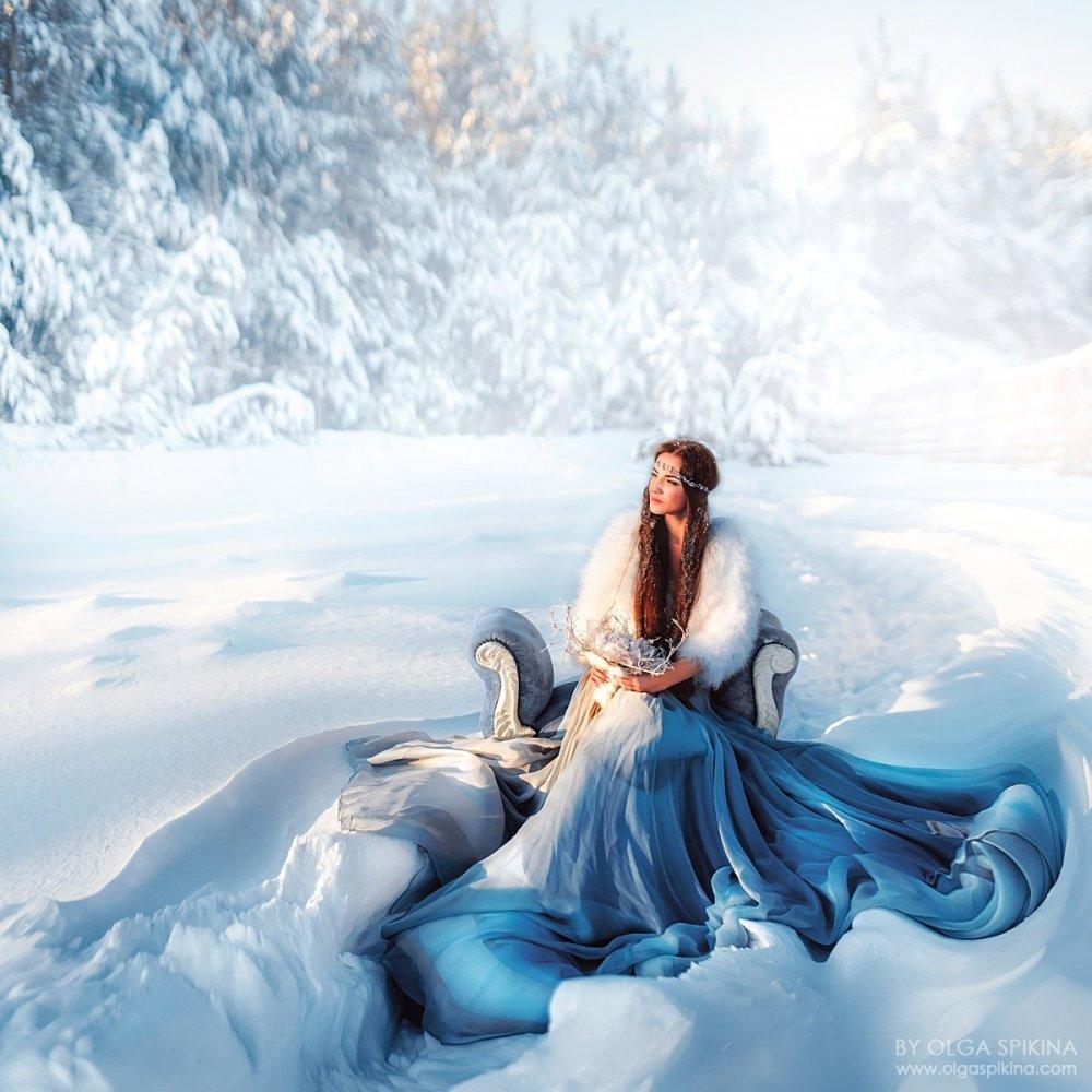 Иллюстрация девушка Зима в стиле 2d, компьютерная графика, реализм