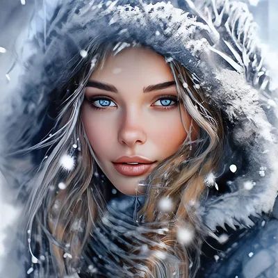 Женщина- зима-холод, иней, снежинки…» — создано в Шедевруме