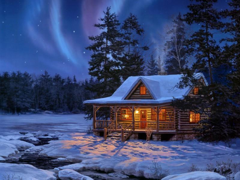Рисунок Домик в лесу №266786 - «Зимняя сказка» (09.12.2021 - 04:32)