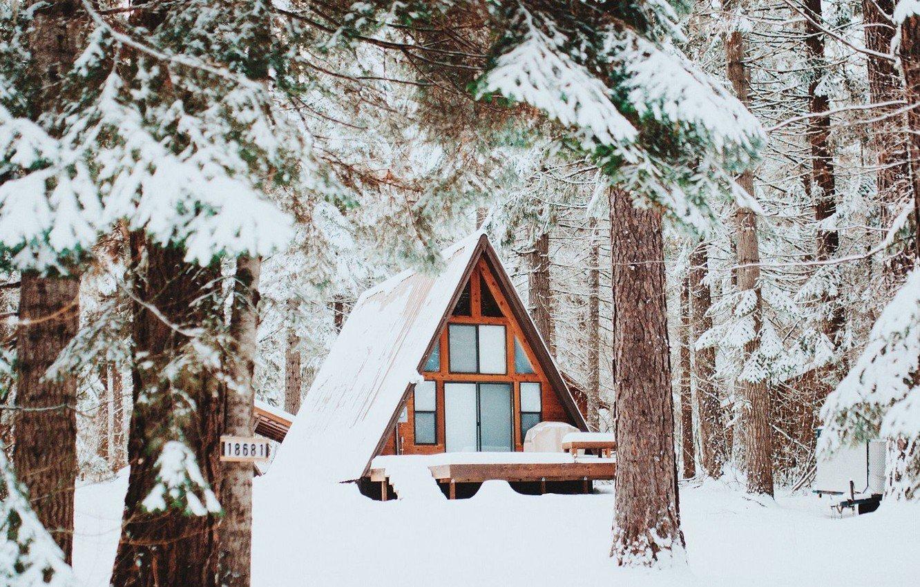 Обои Деревянный домик в лесу | Cabaña bosque, Casas de invierno, Ideas de  cabina