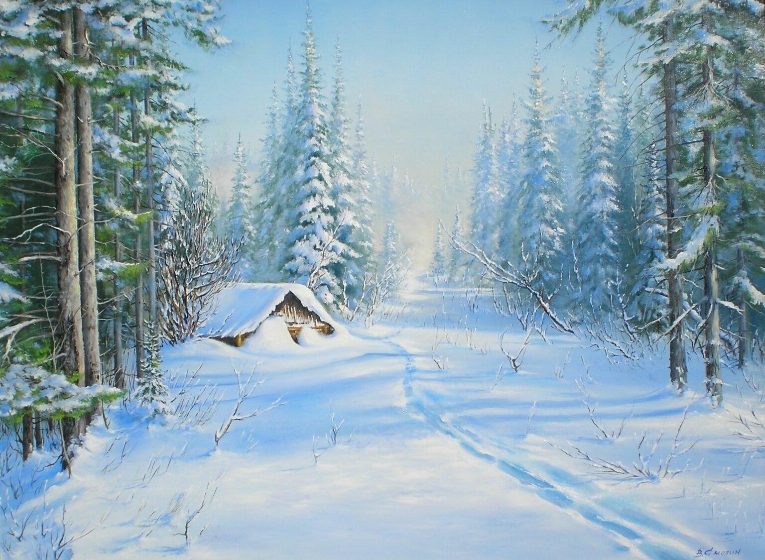 Фото Лисы Зима Фэнтези Природа лес снеге Фантастический мир