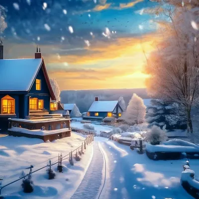 Зима идет снег пейзаж» — создано в Шедевруме