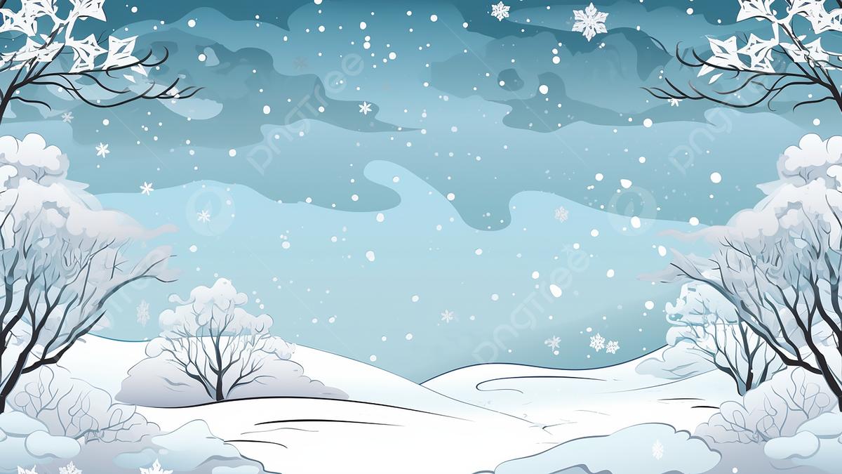 Зимняя красивая мультяшная иллюстрация, холодный, Лед и снег, снежинка фон  картинки и Фото для бесплатной загрузки