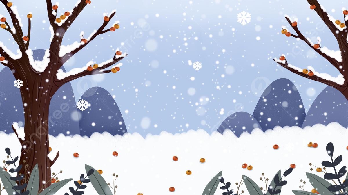 Мультяшный рисованной зима хурма снег дизайн фона, мультипликация, Свежий и  красивый, зима фон картинки и Фото для бесплатной загрузки