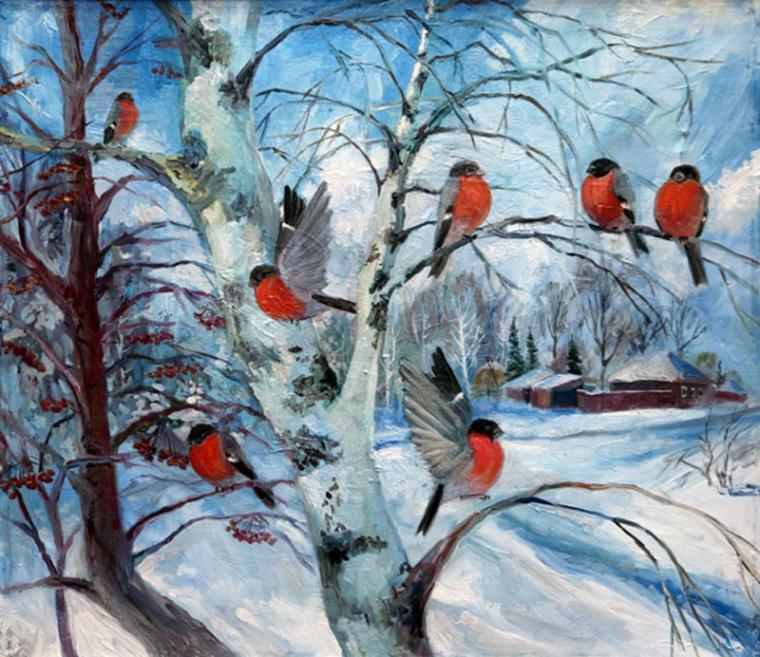 Славят зиму снегири\", или Снегири на картинах живописцев: Идеи и  вдохновение в журнале Ярмарки Мастеров