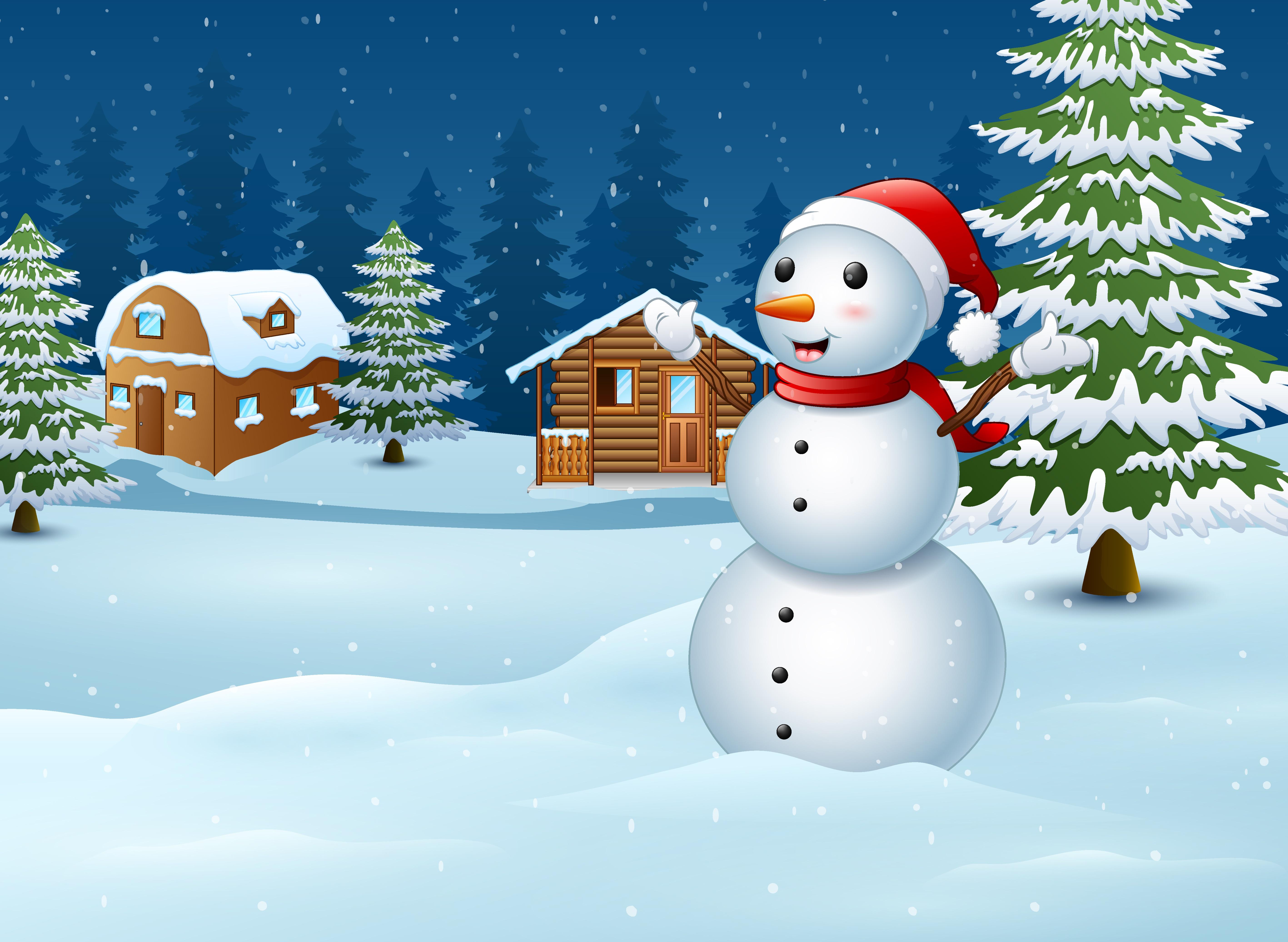 зимний снеговик стоит перед деревьями, морозный снеговик картинки,  морозный, Снеговик фон картинки и Фото для бесплатной загрузки
