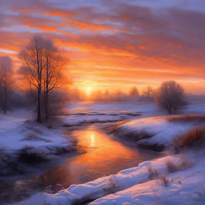 Зима природа рассвет (60 фото) - 60 фото